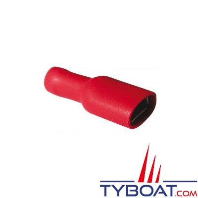 Cosse femelle plate rouge pour câble Ø 0,25 à 1,5 mm2 - 6,3 mm - par 20 pièces