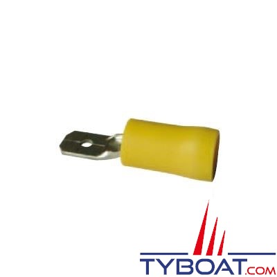 Cosse mâle jaune pour câble Ø 2,5 à 6 mm² - 6,3 mm - par 20 pièces