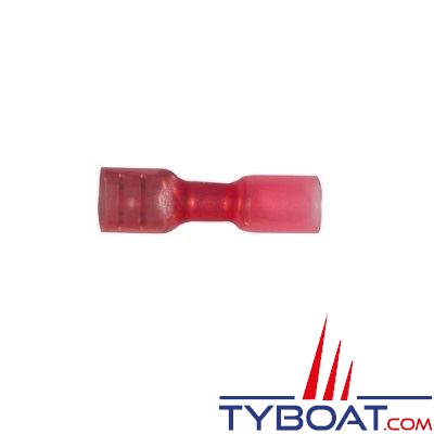 Cosse mâle plate rouge étanche thermo-rétractable pour câble Ø 0,2 à 1,5 mm² - 6,3 mm - par 20 pièces