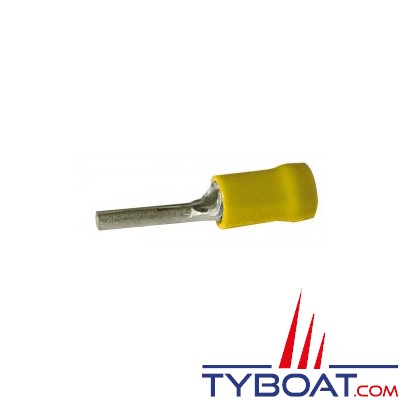 Cosse pointe jaune - pour câble Ø 2,5 à 6 mm² et trou M2 - par 100 pièces