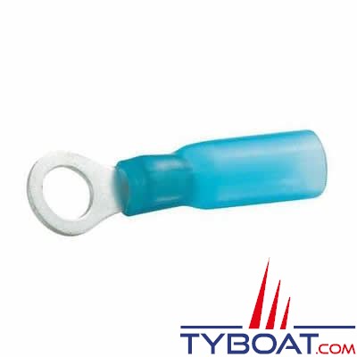 Cosse ronde bleue étanche thermo-rétractable pour câble Ø 1,2 à 2,6 mm² et trou M6 - par 20 pièces