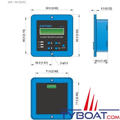 Cotek CR-10 - Panneau de commande à distance 12/24 Volts avec affichage por série SD