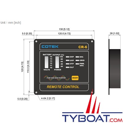 Cotek CR-6 - Panneau de commande à distance pour convertisseurs série SD 12v