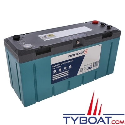 Crosseven - Batterie Lithium LiFePO4 Smart 12 Volts 200 Ah - 485 x 172 x 256 mm - Bluetooth/Can