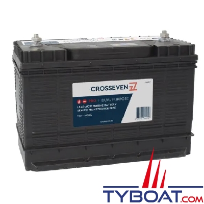 Crosseven - Batterie marine mixte démarrage / servitude -  12V 105Ah - CCA 800 - bornes filetées