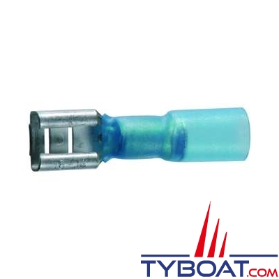 Crosseven - Cosse thermorétractables 6,3mm clip femelle bleue - lot de 10