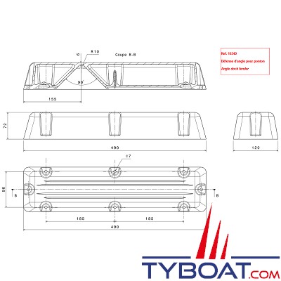 PLASTIMO - Défense d'angle pour ponton - Pliable - Blanc