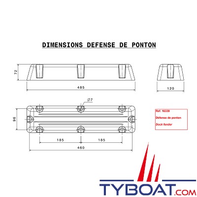PLASTIMO - Défense de ponton - 50 x 12 x 7 cm