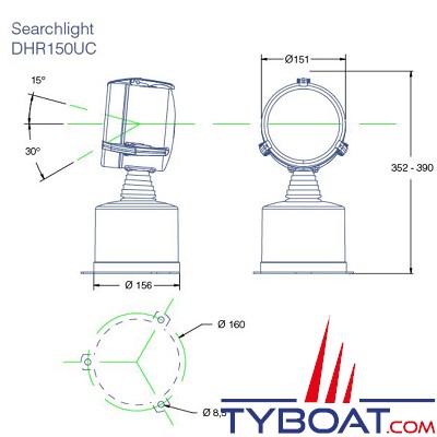 DHR - Projecteur de recherche LED motorisé série UC Ø 150mm