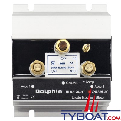 Dolphin - Répartiteur de charge DB120-C - 1 entrée/2 sorties - 120 Ampères - Avec borne de référence