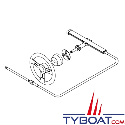 Dometic - Kit de direction RACK SS141 - Câble standard longueur 16' (4,85 m) jusqu'à 150CV (non assisté)