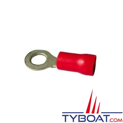 Elematic - Cosse ronde rouge - Câble 0,2 à 1,5 mm² - Trou M4 - (100 pièces)