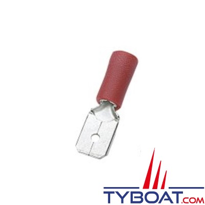 Cosse mâle rouge pour câble Ø 0,2 à 1,5 mm² - 6,3 mm - par 20 pièces