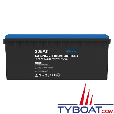 Epever - Batterie Lithium LiFePO4 12,8 V 205 Ah IP65 avec tapis chauffant - Bluetooth - 522 × 268 × 218 mm
