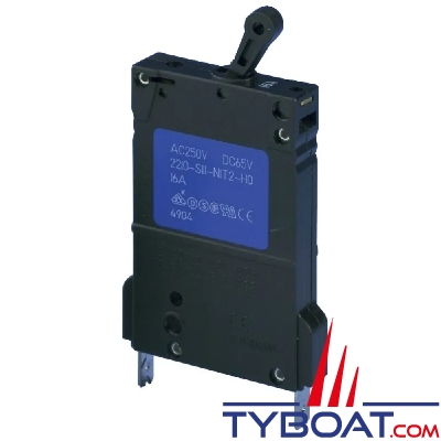 E.T.A - Interrupteur/disjoncteur magnéto-thermique unipolaire type 2210S2 12/24 Volts d.c / 220 Volts a.c - 16 Ampères
