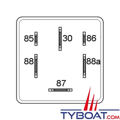 E.T.A - Mini relais bipolaire double - 6 bornes - 12 Volts 20 Ampères