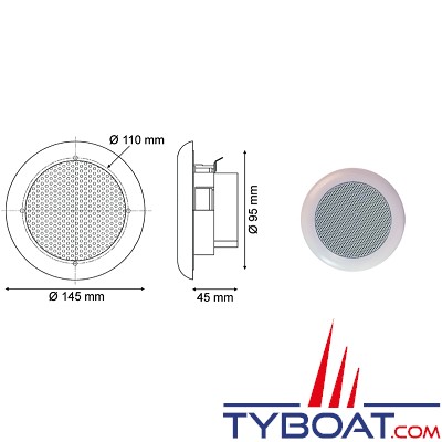 Euromarine - hauts parleurs marine Hi-Fi encatrables - 60 w - Ø 145 mm - (la paire)