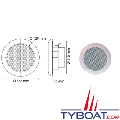 Euromarine - hauts parleurs marine Hi-Fi encatrables - 70 w - Ø 165 mm - (la paire)