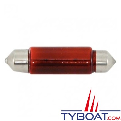Ampoule navette 10x38mm 12v 5w (x2 pièces) Rouge