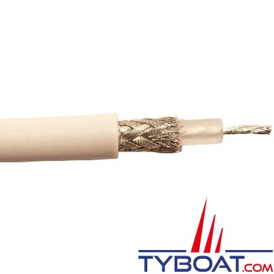 Câble coaxial blanc RG 58/AU 50 ohms - 50 mètres