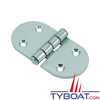 Charnière inox 316  longueur  75 x largeur 40 mm épaisseur 2mm (x2 pièces)