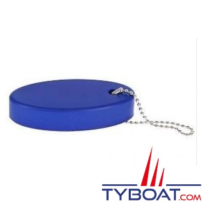 Porte-clés flottant en mousse bleue avec chaine  80 x 35 mm 