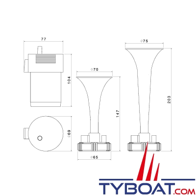 Fiamm - Kit 2 trompes M4/TA2  - 117db - 12V 