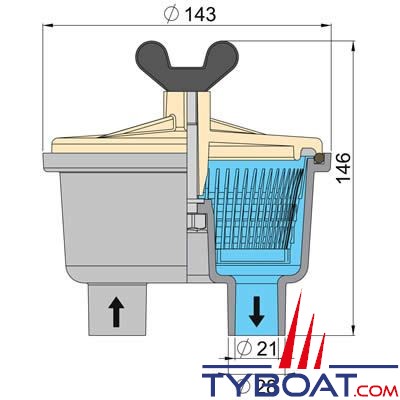 Vetus - Filtre eau de mer FILTER150 pour tuyau Ø 28.5mm intérieur