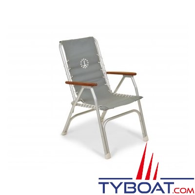 Forma - Fauteuil aluminium pliant pour bateau dossier élevé accoudoirs en teck  - Gris 