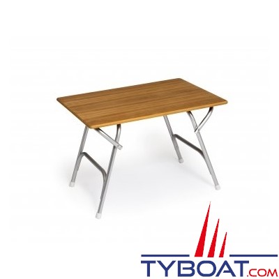 Forma - Table pliante rectangulaire - Cadre aluminium - Plateau teck - 62 x 88 x 61 centimètres