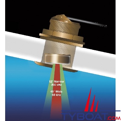 Furuno - Sonde traversante bronze - 600W - 50/200 KHz (45/12°) - profondeur et température - B60-12