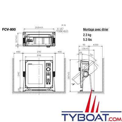 Furuno - Sondeur TrueEcho CHIRP FCV800 - Ecran 8,4