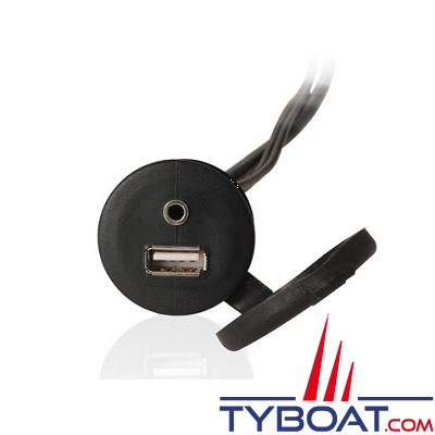 Fusion - Câble fiche USB avec prise jack 3.5mm pour tableau de bord - 2 mètres