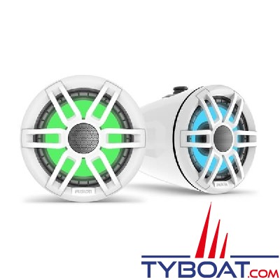 Fusion - Haut-Parleurs Wake Tower XS 6.5'' Sport Blanc, éclairage LED RVB, 200W, la paire  