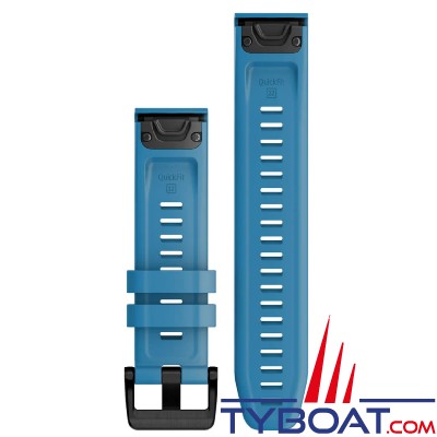 Garmin - Bracelet en silicone bleu céruléen, quatix 7, 22mm QuickFit