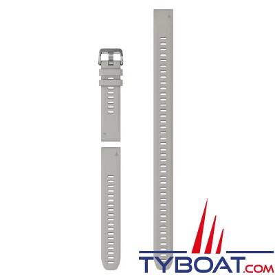 Garmin - Bracelet QuickFit™, 20mm, Silicone, Gris cendré avec sangle extra-longue (3 pièces, pour la plongée)
