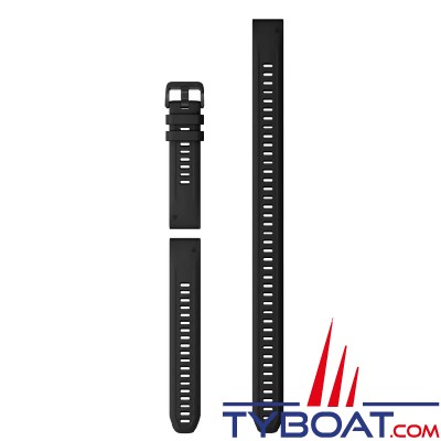Garmin - Bracelet QuickFit™ Descent®, 20mm, Silicone,  noir - Inclus la version extra-longue