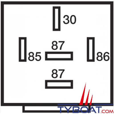 Genois - Mini relais unipolaire - 12 volts - 30 Ampères - 5 bornes avec diode et patte de fixation - (10 unités) 