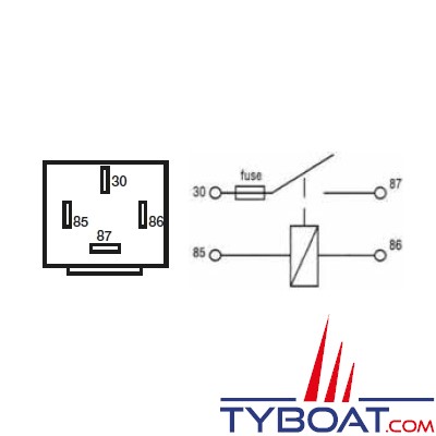 Genois - Relais UNIPOLAIRE - NO - 24 Volts - 20 Ampères - 4 bornes avec patte de fixation 