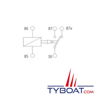 Genois - Mini relais unipolaire inverseur - 12 volts - 20/30 Ampères - 5 bornes avec patte de fixation
