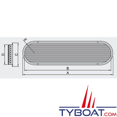 Grille de ventilation Vetus SSVL inox 316 longueur 590 mm