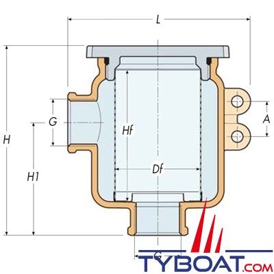 Guidi - 1160-120005 - Filtre eau de mer laiton - tamis 0,9 mm débit 4750 Litres /heure - 3/4