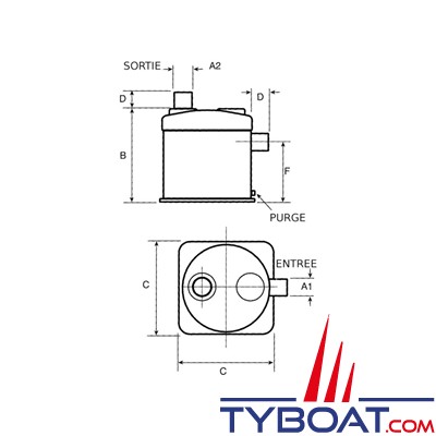 Halyard - Waterlock polyester - Entrée/sortie 40mm