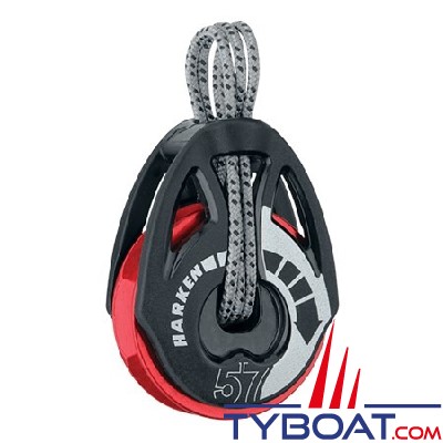 Harken - Poulie Carbo T2 57 mm - Ratchamatic à transfillage - Rouge - 2160.RED