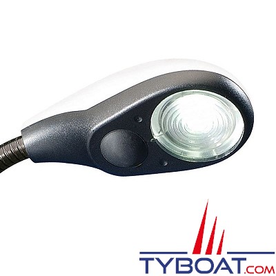 Hella marine - Liseuse à LED - Blanche - Flexible - Multivolt - Capot noir - Série 3720 - 150 mm