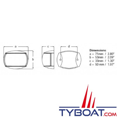 Hella Marine - Naviled Compact feu à led - 2NM - Boîtier noir - tribord