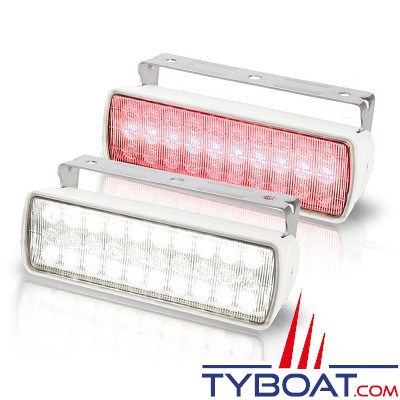 Hella marine - Projecteur de pont - LED - Sea Hawk XL - Bicolore - Blanc/Rouge - 12/24 volts - Capot blanc