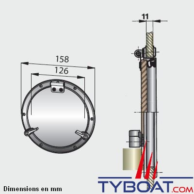 Vetus - type PQ51 Hublot inox Ø 126 mm