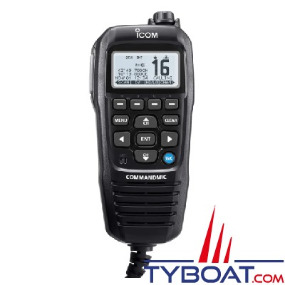 Icom - Micro déporté M-195GB pour VHF fixes - noir - IPX7 longueur câble 6,1m 