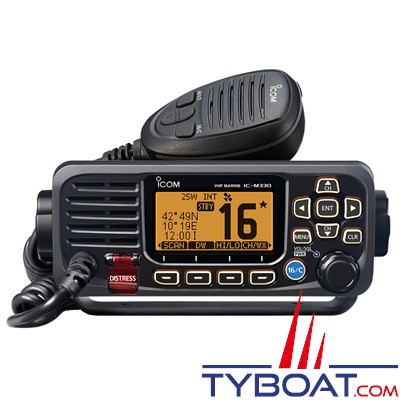 Icom - VHF marine fixe IC-M330GE Classe D ASN avec GPS intégré - IPX7 noire